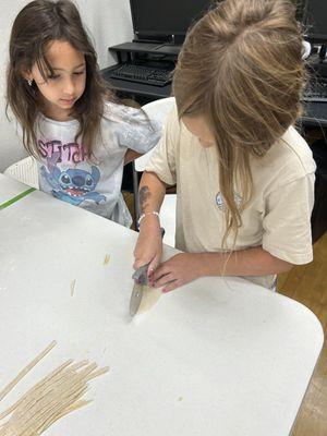 Cutting fresh dough