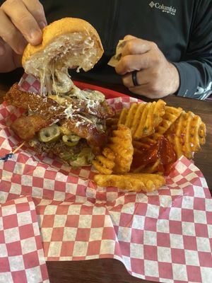 Jalapeño bacon burger with gluten free bun