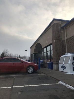 Front of Store - usually packed with cars but plenty of parking. Even off to the side.