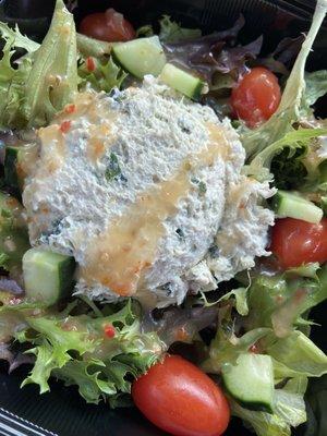 Classic Salad with Lauryns Lemon Basil chicken salad and Italian dressing.