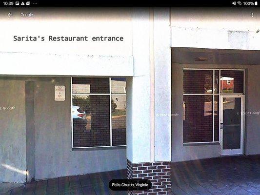 Entrance to Sarita's restaurant. Text was added by me.