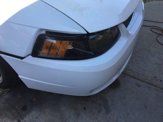 The damage after my dad left his car in the hands of one of the amateurs at the car wash.