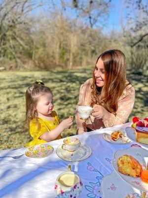 My wife and daughter enjoying high tea.