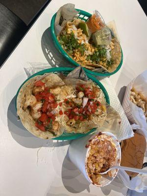 In the photo you have, Chicken Street Tacos, Shrimp Tacos, and Street Corn!