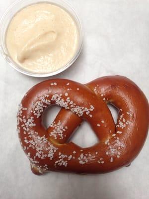 $1 Pretzel with a delightful Cinnamon Cream Cheese dip (few pennies extra).