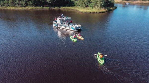 Unique kayaking excursions from a pontoon boat in Chesapeake, VA