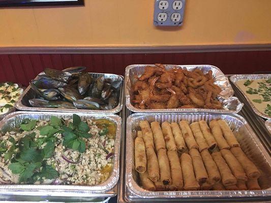 Catering/ spring rolls,coconut shrimp,larb salad