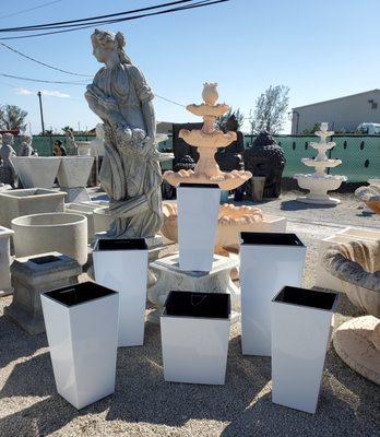 Fiberglass Plastic White tapered Planters