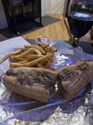 Steak & cheese w/ mushroom and onions