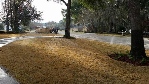 Irrigation running on new sod