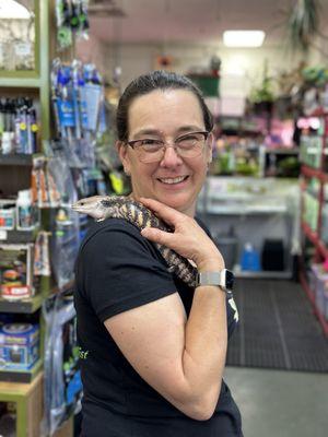 Katrin holding one of our Captive Born Northern Blue Tongue Skink