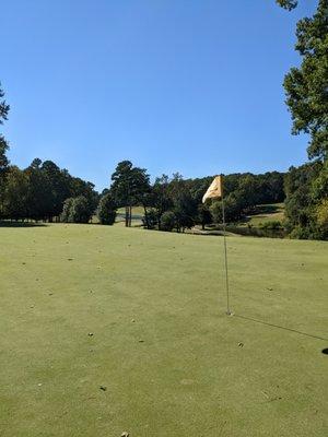 9th green, looking back on the course. Fall golf, baby.