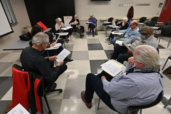 A student reads his work during a creative writing workshop. Photo: Carl Glassman/Tribeca Trib