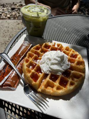 Waffles and lavender field latte