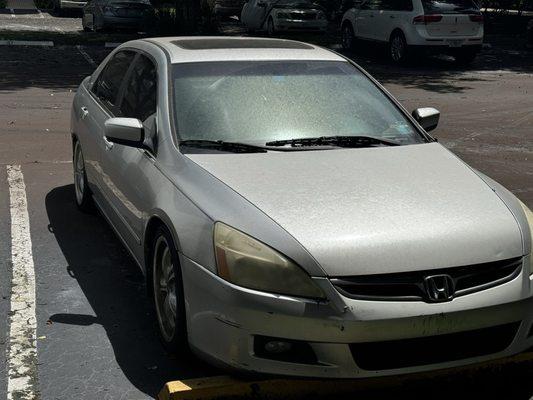 Cars parked in our parking lot that have not moved in a year.  Trashed