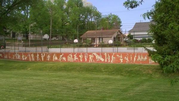 trades mural along the basketball courts