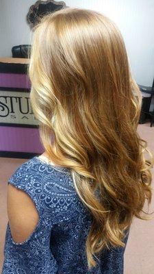 Balayage blonde lights & cut