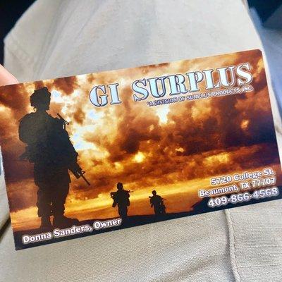 GI Surplus bizcard