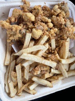 Whole belly fried clams platter (coleslaw not shown)