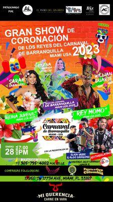 Gran Show de Coronación de los Reyes del Carnaval de Barranquilla Miami USA 2023.