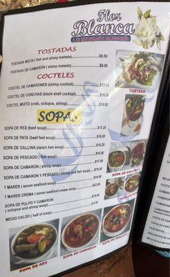 Tostadas, cocktails and soups.