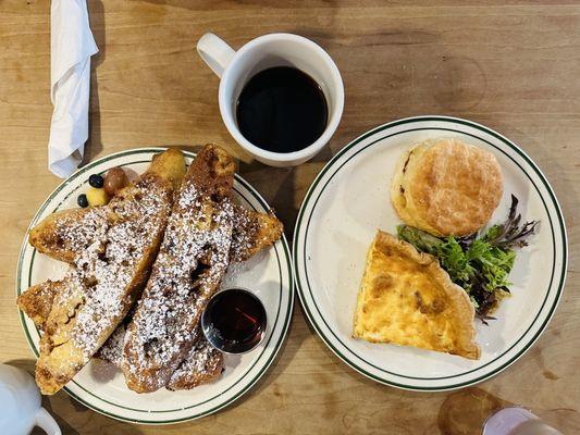 French toast (full, way too full) & quiche.