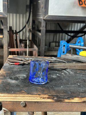 My glass from the Hot Glass Intro to Cup Making class -- a great time!