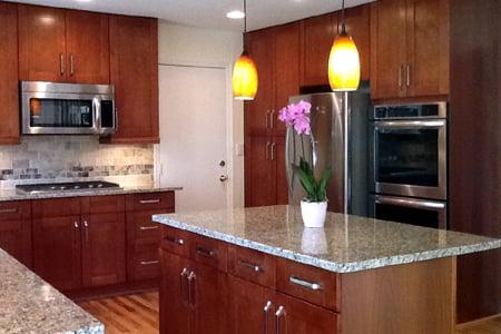 Tuscany Shaker Cabinet with Santa Cecilia Toledo granite counter top in Fairfax VA