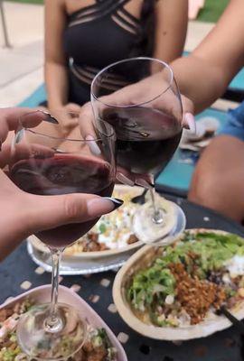 Chipotle and wine at the pool