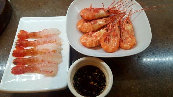 Spot prawns.  Sashimi and steamed.