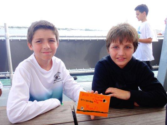 Biscayne Bay Drift Card launch aims to gather data on climate change and pollution.  Lamar Louise Curry's Fishing Club members participated.