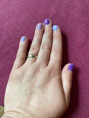 Fresh gel manicure and repairs on damaged nails