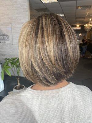 All over color, highlights + cut