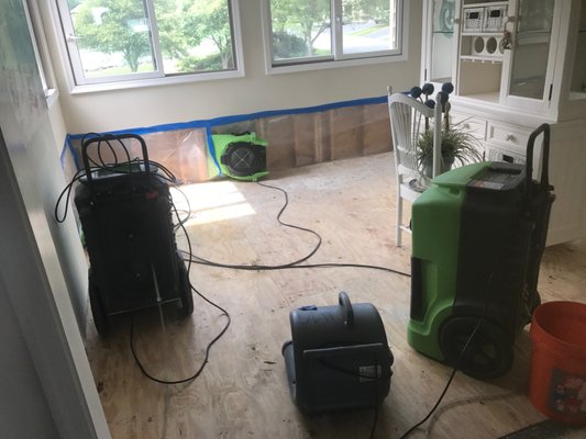 Water Damage Restoration In Progress