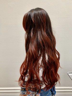 Blended red toned balayage!