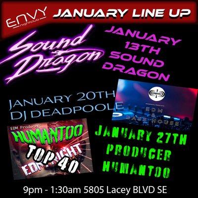 January 2024 line up! Open 9pm - 1:30am.