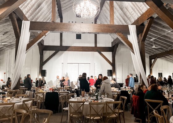 Event space in barn. Seats about 200.