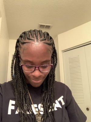 My tribal braids done at Sasha's beauty studio a month ago by Sasha.