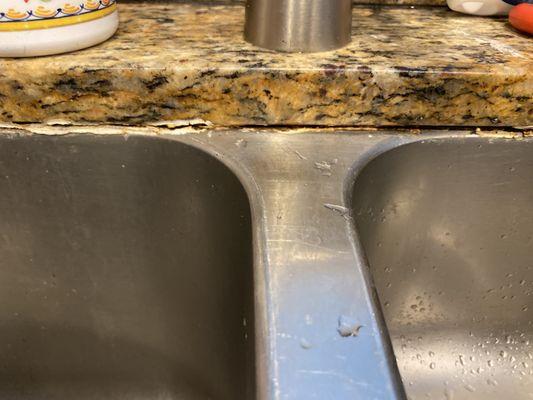 Sink dropping from granite