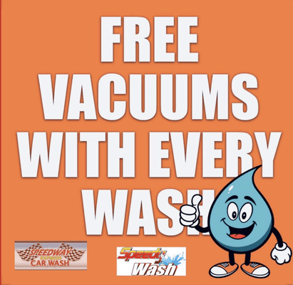 FREE VACUUMS WITH ANY CARWASH