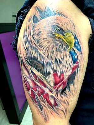 American flag with eagle done by Mark