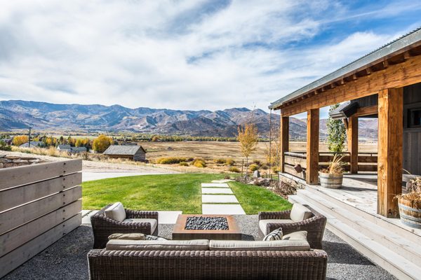 exterior remodel fireplace sitting area