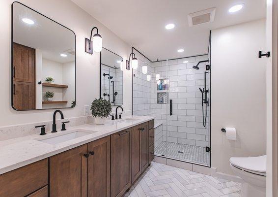 Bathroom Remodel Falls Church VA Decora:Marquis Walnut
  Counertop:Cashmere Carrara