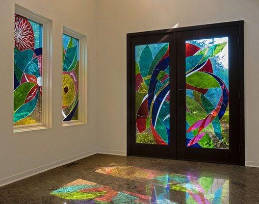 "Fermata Rapture," Contemporary stained glass adds joy to the home.