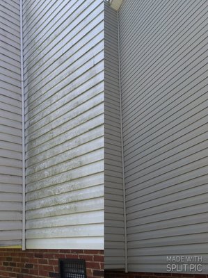 Vinyl Siding Before and After Pressure Wash Service