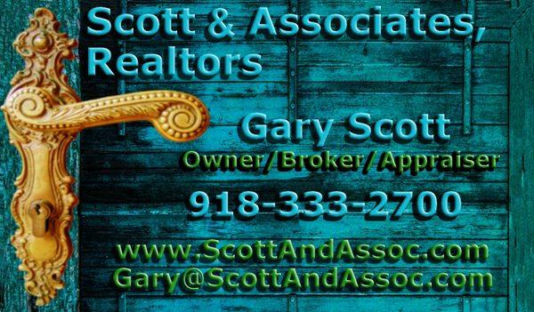 Scott & Associates, Realtors
  Scott Appraisal Company
  Bartlesville, Washington County, Oklahoma Realtors & Appraisers
 (C)2020 Gary Scott