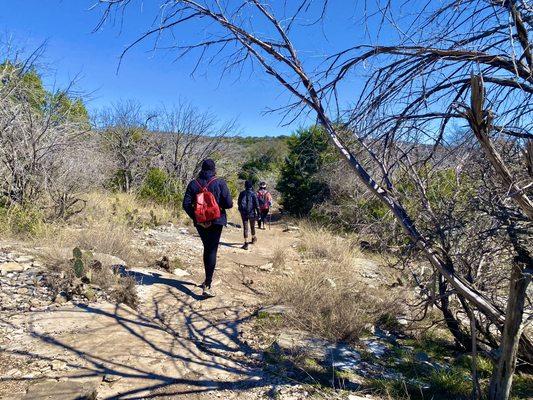 Group hike through Colorado Bend State Park