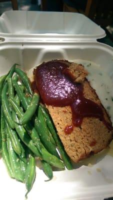 Turkey meatloaf with greens and garlic mashed potatoes