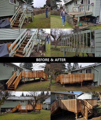 Re-building a deck in natural wood, finished with a clear stain/sealant