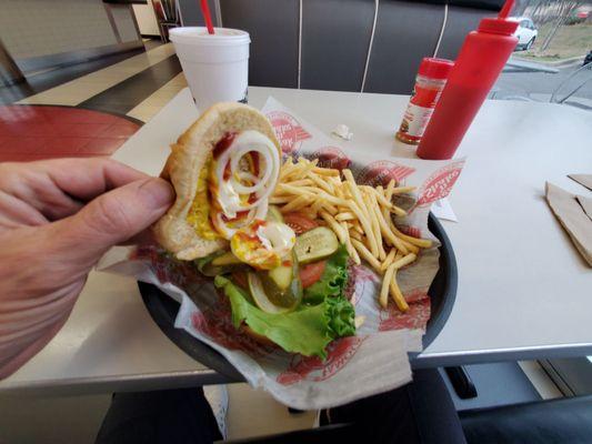 Burger and fries combo